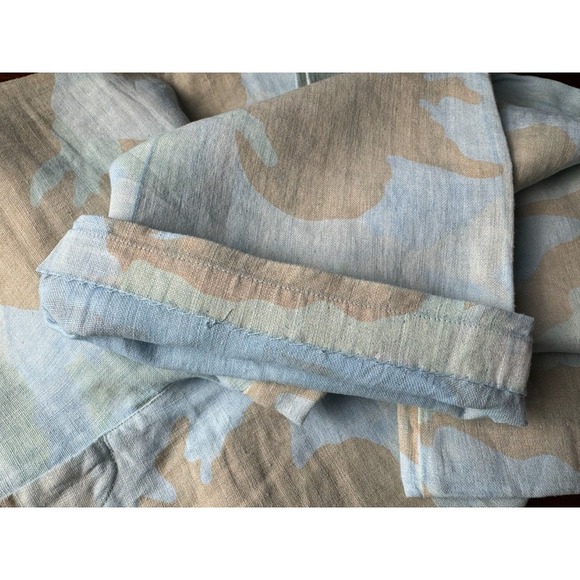 120% Lino Italy Camo Linen Flare Pants‎ Women 42 S Zip Closure 5-Pockets RARE! - Picture 8 of 12